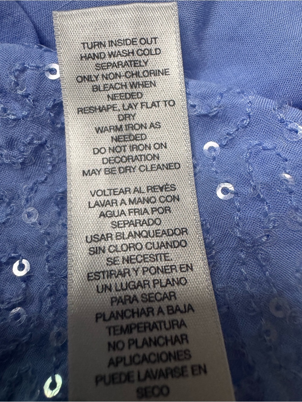 Chico's Fairview Blue Sequin-Embellished High-Low Blouse - Picture 7 of 9